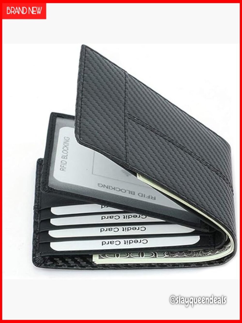 Carbon Fiber RFID Blocking Slim Card Wallet with Cash Slot
